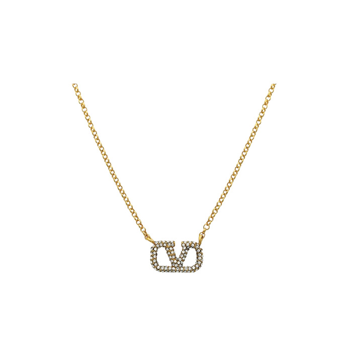 Valentino VLogo Crystal Necklace Gold (Women)