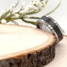 8mm Silver Tungsten Carbide Ring Black Faceted Design Unisex Band for Christmas — photo 4