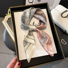 New Luxury Horse Pattern Silk Square Scarf Women Soft Satin Hairband Neckerchief