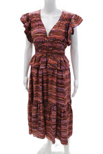 Ulla Johnson Womens Maxi Sundress Brown Silk V-Neck Boho Size 2