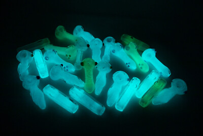 4'' Assorted Glow in the Dark TOBACCO Glass Hand Pipes - 25 Pcs Wholesale Bundle