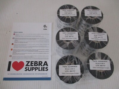 Zebra 3200 Wax/Resin Farbband RIBBON schwarz 83mm 300m 6er-Pack-
