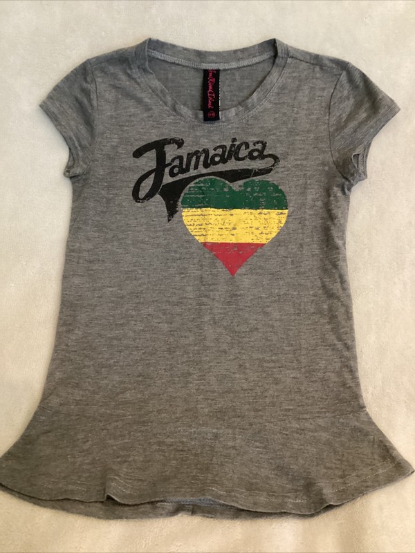 girls size 14-16 gray Jamaica heart tshirt NWOT Sun Kissed Island brand