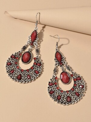 Vintage Teardrop Earrings Retro Glamour Statement Dangling Ear Jewellery Gift