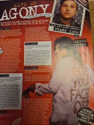 FRANK IERO ALICE COOPER MY CHEMICAL ROMANCE A4 POSTER KERRANG MAGAZINE UK 