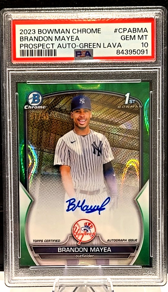 Brandon Mayea 2023 Bowman 1st Chrome Auto Green Lava /99 PSA 10 GEM MINT Yankees