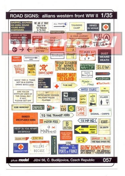 MW22 Plusmodel 057 Road Signs: Allied Western Front Ww Ii Accessories 1/35-image