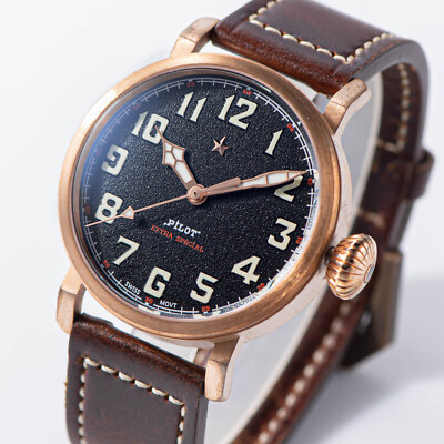 Sugess PILOT MASTER Genuine Germany CuSn8 Bronze Mens Watch Seagull 1963 S408.01