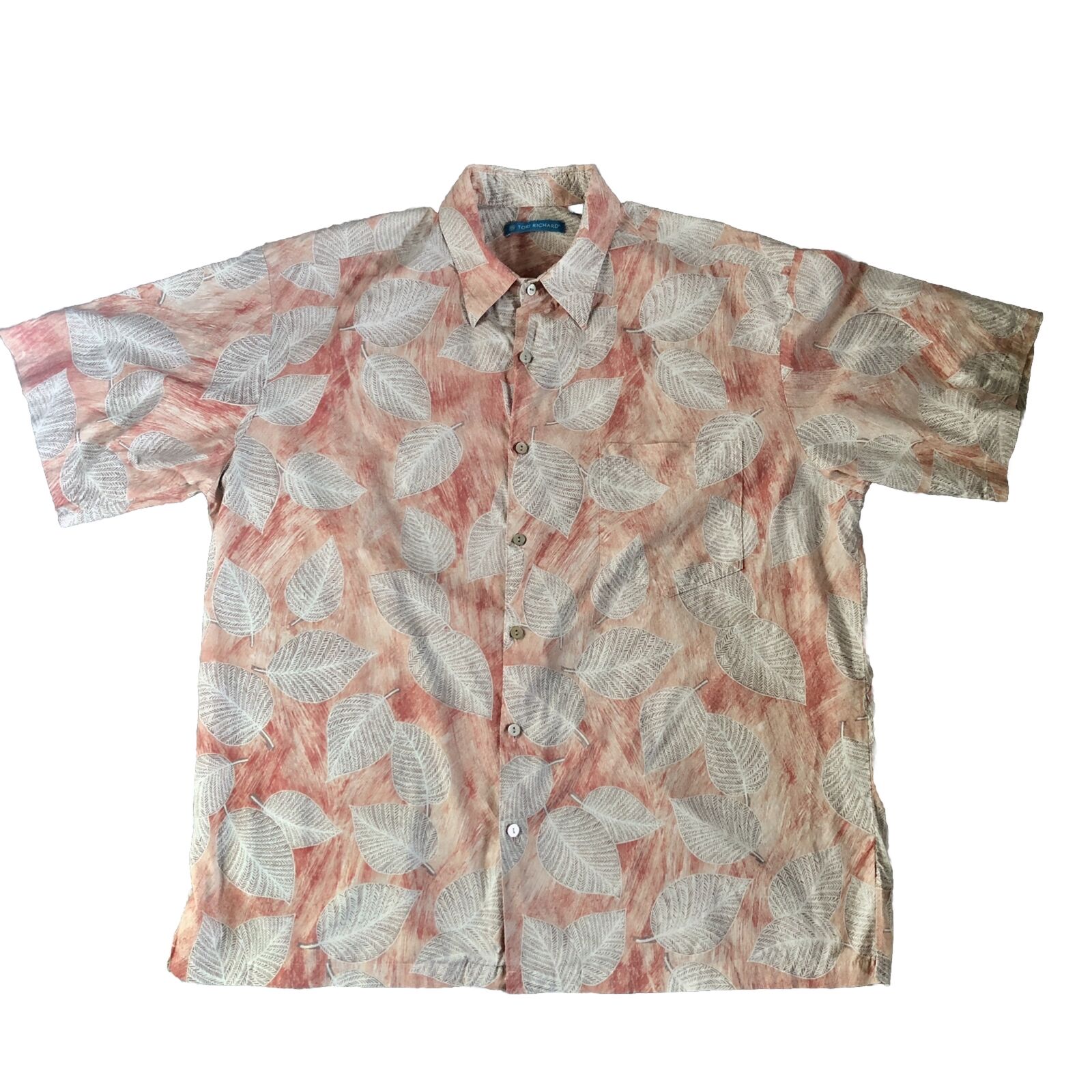 Tori Richard Shirt Adult Extra Large XL Peach Lea… - image 1