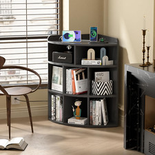 Corner Cabinet with Charging Station, 3-Tier Cube Storage Organizer with USB Por