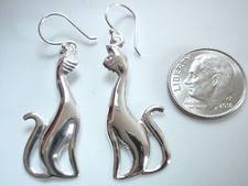 Pendientes Orgullosos Gatito Gato Plata de Ley 925 Cuelgan Maullido Felino