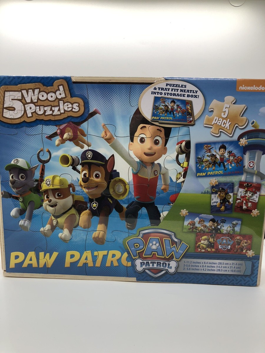 Wood Jigsaw Puzzles Paw Patrol with Tray and Wood Storage Box