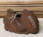 Vintage McCoy Art Pottery Football & Shoe Planter Dark Brown Green Interior