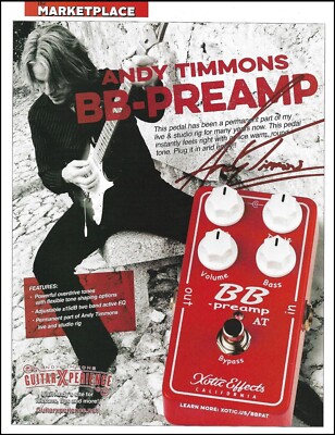 Andy Timmons BB Pre-Amp Xotic Effects Pedal advertisement ad print