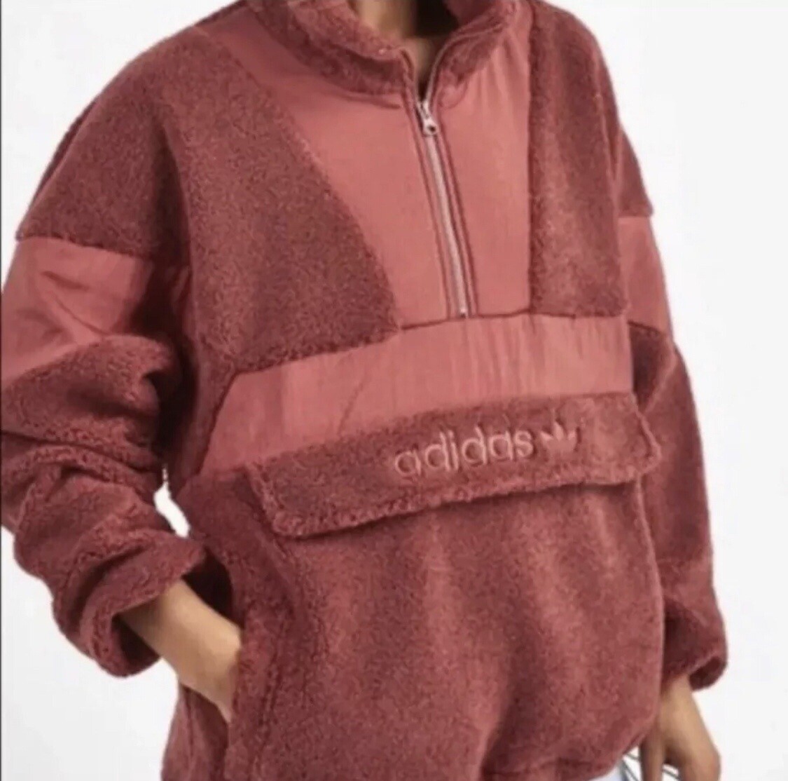 Adidas Originals Sherpa Fleece Jacket Red Teddy Bear S Unisex