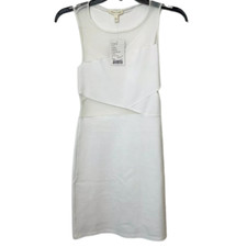 Silence + Noise Mini Sheath Dress Womens S White Sleeveless Mesh Cocktail NEW