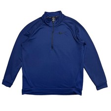Nike Dri Fit Pullover Jacket Mens Large Blue Quarter Zip Long Sleeve