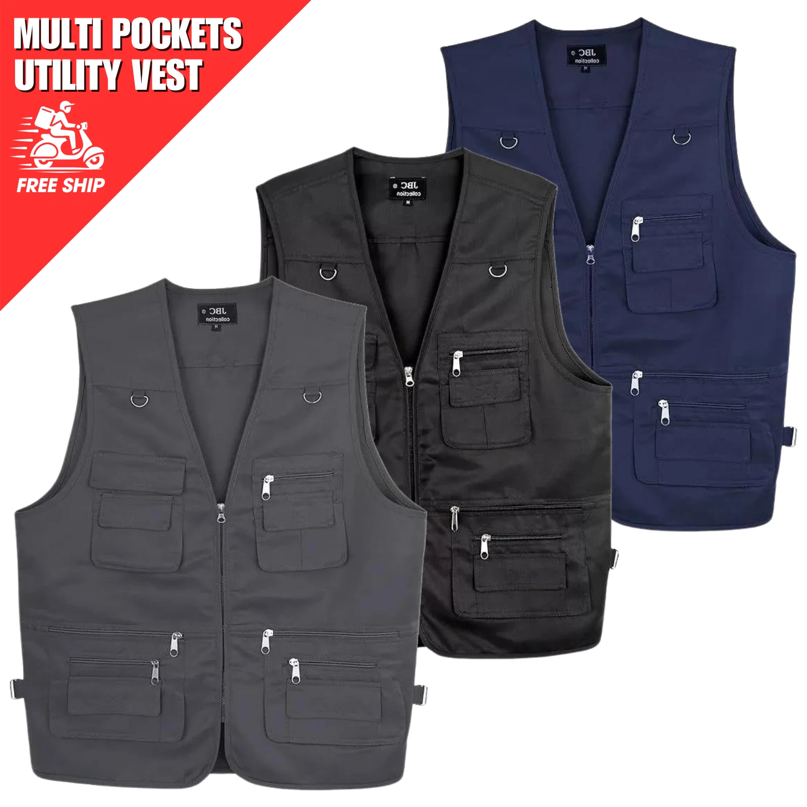 Mens Multi Pocket Utility Vest | Waistcoat | Fishing Vest | Travelling | Hiking