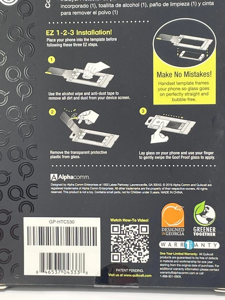 Protector de pantalla de vidrio extremo Quikcell Goof Proof para HTC Desire 530 Foto 3 de 4