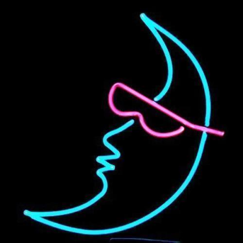 17"x14"Moon With Sunglass Neon Sign Light Handcraft Real Glass Tube Artwork Gift - Afbeelding 1 van 1
