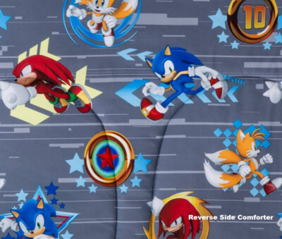 Aymax Parure da letto Sonic il Hedgehog, copripiumino 140 x 200 cm + federa 65 x 65 cm, in policotone