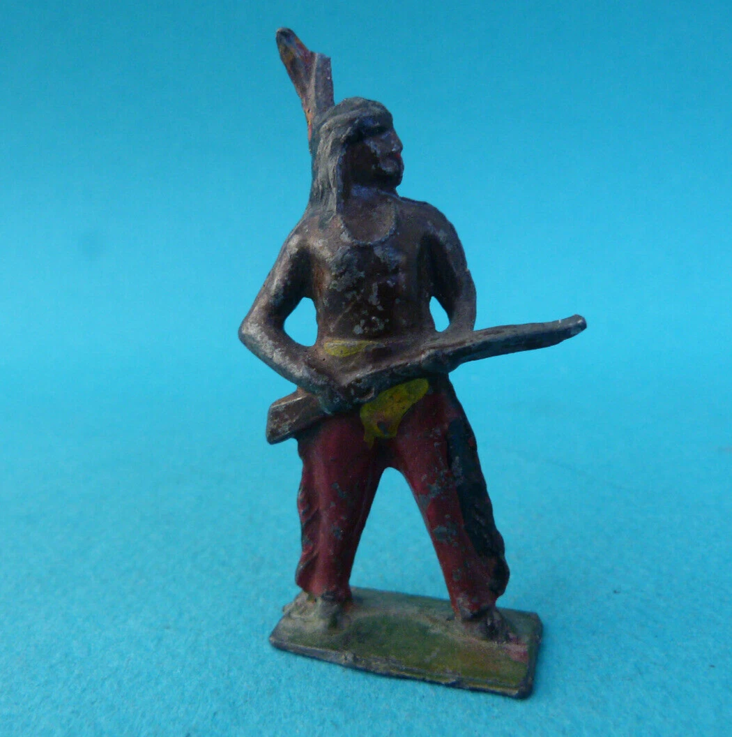3 Soldats De Plomb Anciens CBG – Indiens à Pied Armés, Jouets Vintage, état Correct