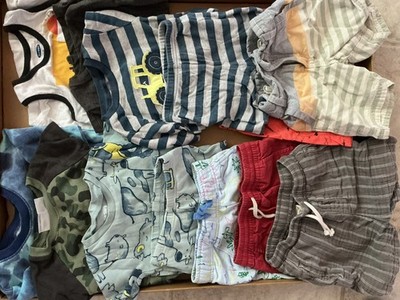 Lot of 13 Toddler Boy 2T Sweatshirts Shorts Pajamas Assorted Brands Pre-owned
