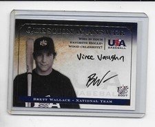 2008 USA Baseball Question and Answer Signatures BW3 Brett Wallace RC Card Auto