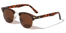 Polarized Sunglasses Round Shape Plastic/Metal Tortoise Shell Frame Brown Lens