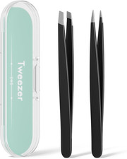 Tweezers for Women Facial Hair, Slant Point Tip 2 Pack Eyebrow Tweezers for Me