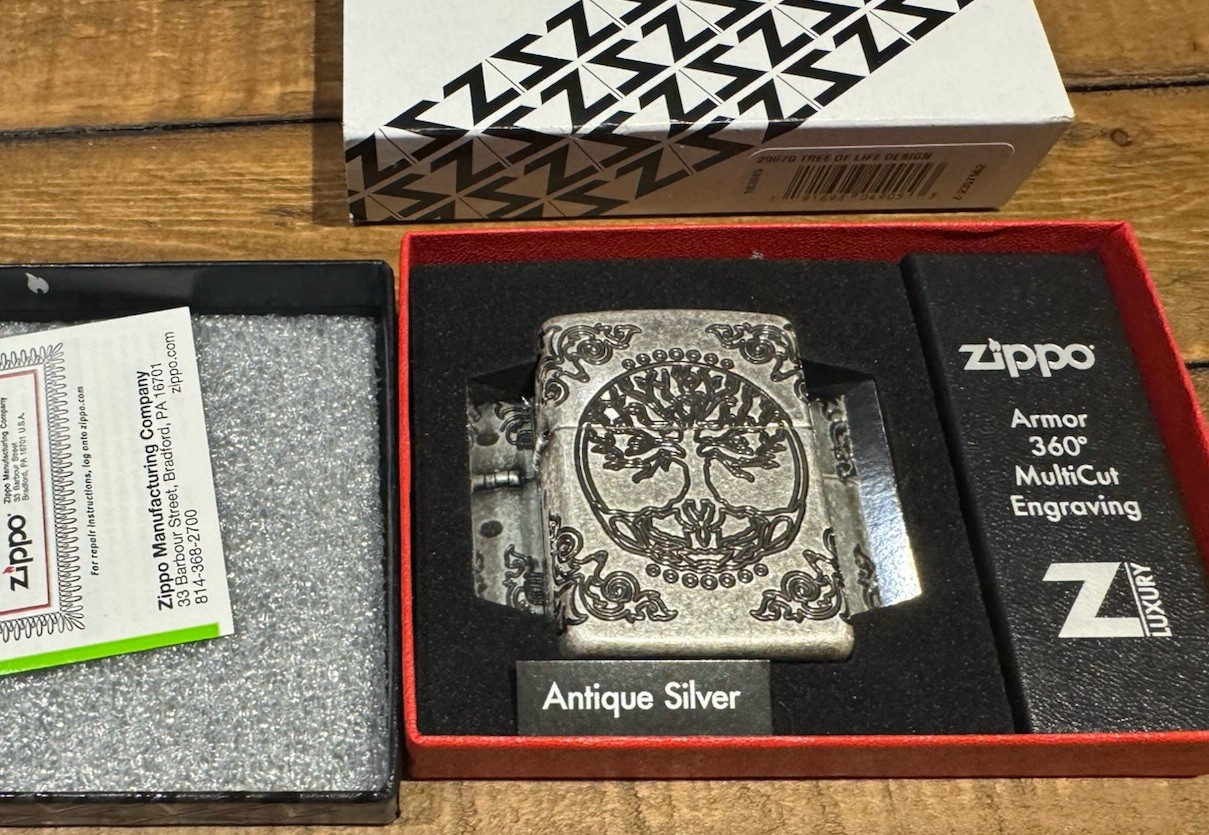 Zippo Windproof Armor Tree of Life Lighter, All Sides Engraved, 29670 New In Box
