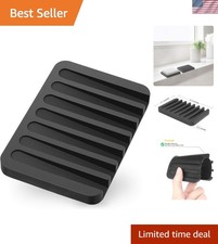 Self-Draining Black Soap Tray: Keep Soap Bars Dry Clean - Easy to Clean
