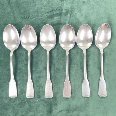 Oneida American Colonial CUBE Sandhurst Stainless Flatware Soup Spoons 6 USA