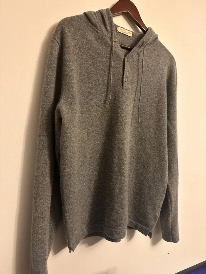 Sudadera con capucha Luca Faloni (L) gris puro 100 % cachemir de dos capas usada  Foto 2 de 4
