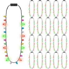 20PCS Christmas Party Favors, Christmas Light Necklace with Colorful Bulbs, 3...