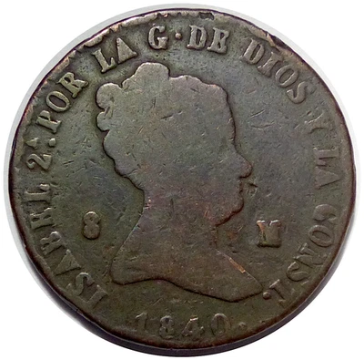 ESPAGNE 8 Maravedis 1840 - Photo 1/2