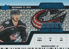2022 Credentials Debut Ticket Access Horizontal Blue 05/99 Marcus Bjork #125