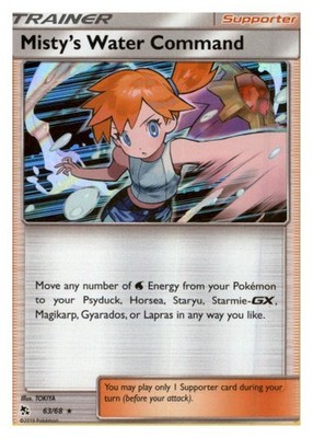 Misty's Water Command 63/68 Holo Rare Hidden Fates Pokemon Near Mint
