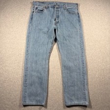 Levi's 501 Straight Leg Jeans Men 36x30 Light Wash Blue 501 Button Fly Denim