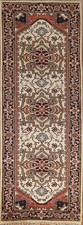 Ivory Geometric 8 ft Runner Rug 3x8 Wool Hand-knotted Oriental Classic Carpet