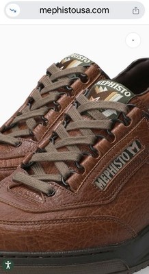 Mephisto Men's Brown Leather Lace-Up Sneaker US 6.5 EU 40 Round Toe