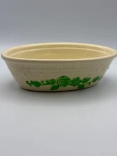 Vtg 1935 HLC896 HOMER LAUGHLIN HLC OVEN SERVE OVAL BAKER Green Embossed Flowers
