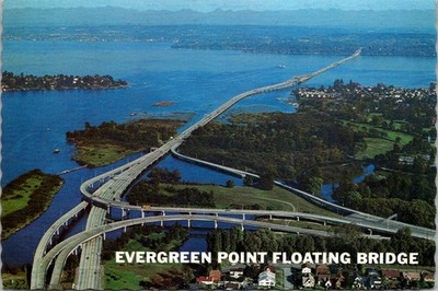 Evergreen Point Bridge Seattle Washington Longest Span Continental Postcard B121