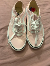 VANS Old Skool Kids Sneaker Pink/White Canvas Floral Embroidered Lace-Up US 6