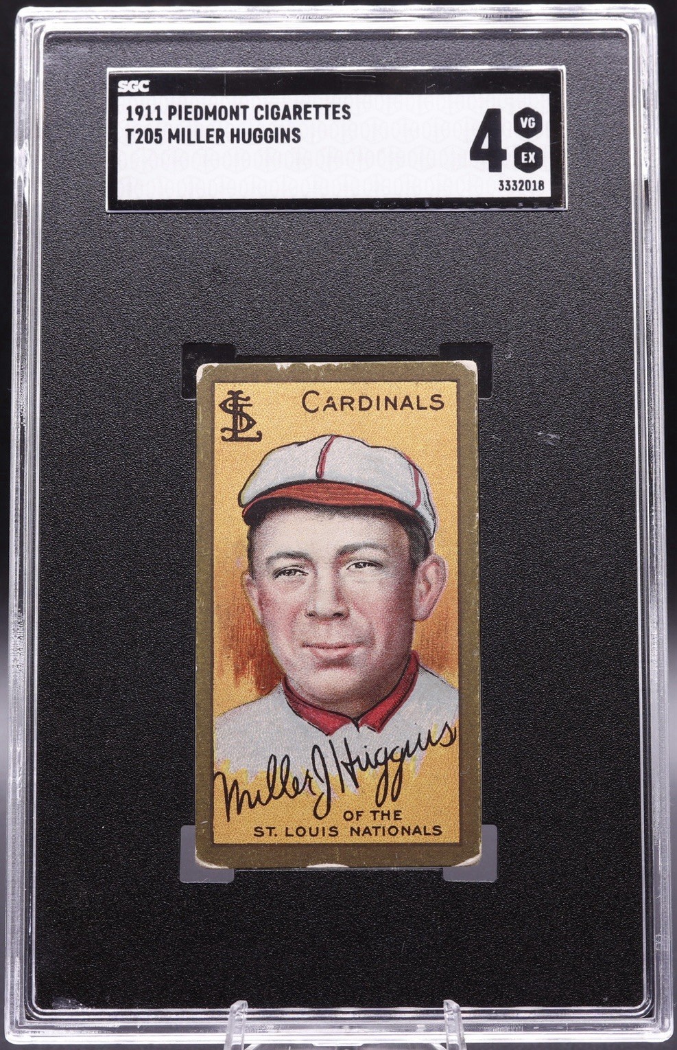 1911 T205 Miller Huggins HOF Piedmont SGC 4 VG-EX Gold Border Tobacco Card