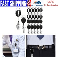 20 Pack Heavy Duty Retractable ID Badges Lanyard Reel 23" With Clip Keychain