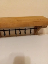 Rustic Shelf Kitchen Pots/Coffee Cups/Rack Decor/6 Iron “S” Hooks 7 X 21"