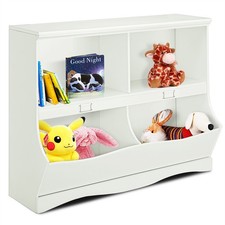 Kids Storage Unit White Baby Toy Organizer Shelf Children Bookshelf Bookcase