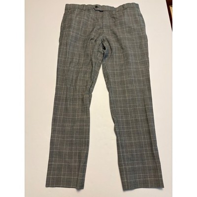 Brooks Brothers Dress Pants Mens W34 L30 Grey Glen Plaid Slim Fit Trousers