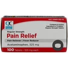4 Pack Quality Choice Regular Strength Acetaminophen Tablets, 325 mg, 100 Ct